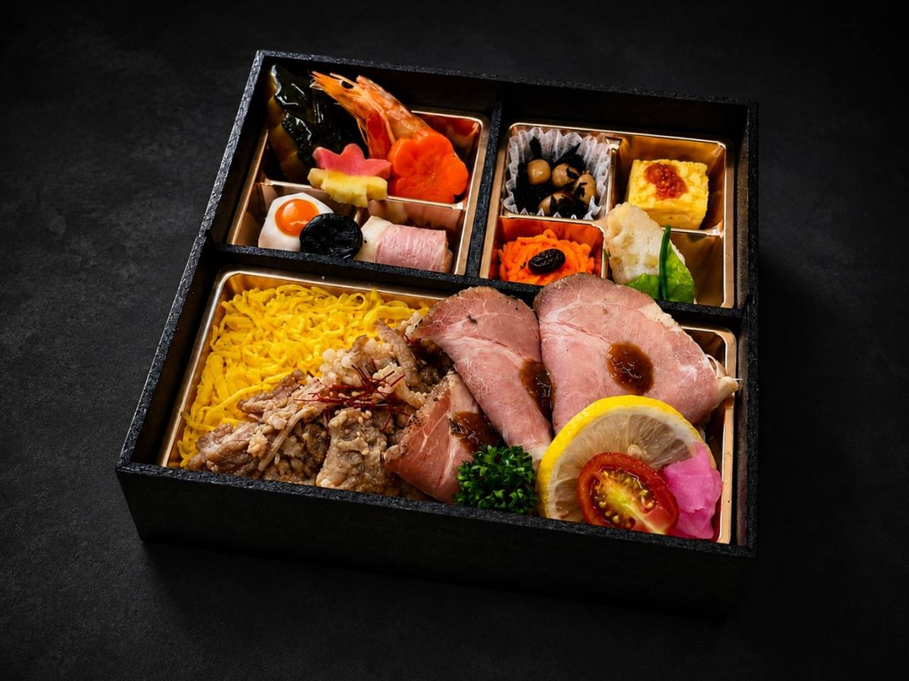 【肉幕ノ内御膳】39.厳選牛炙り焼きとローストポーク幕ノ内膳