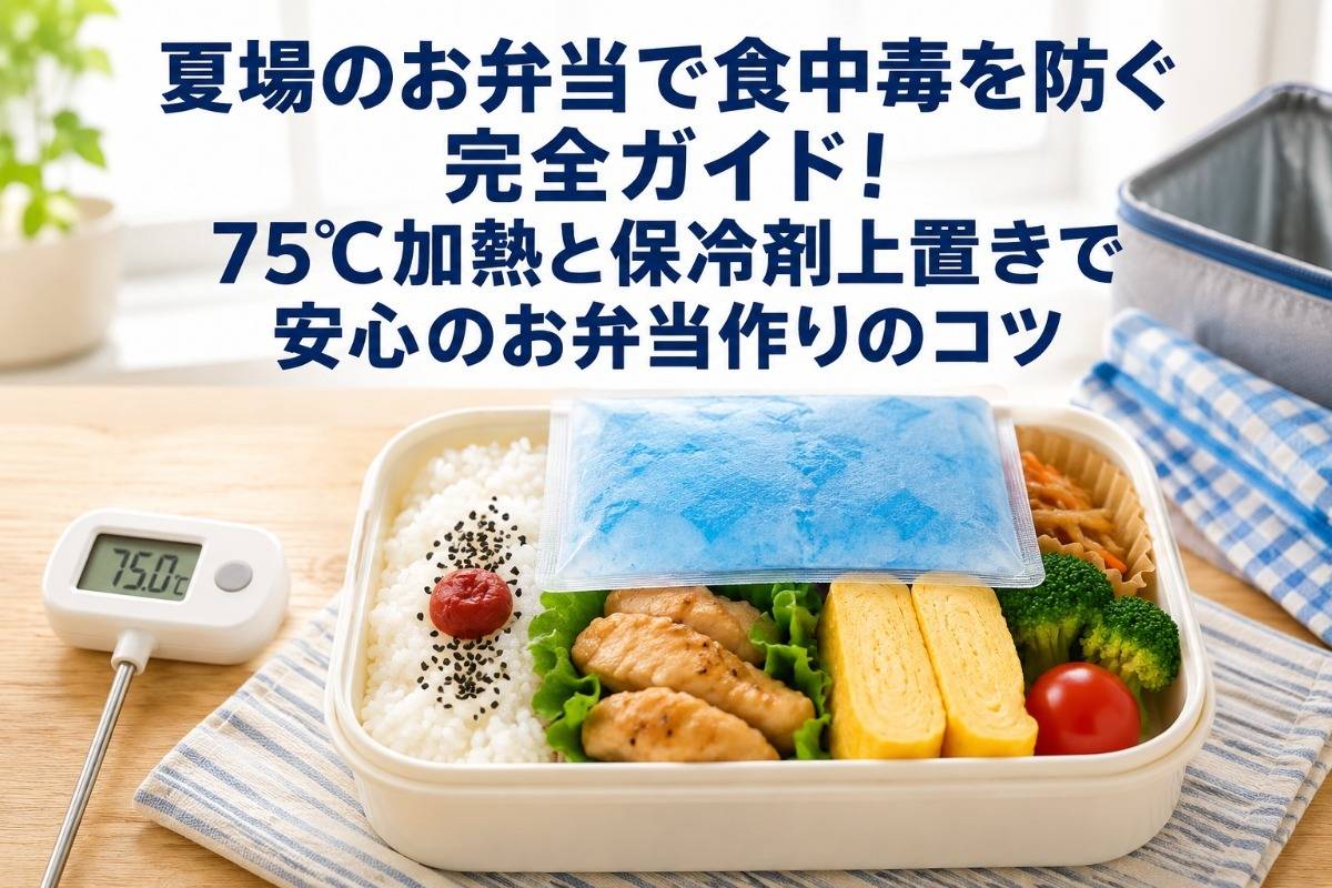 夏場のお弁当で食中毒を防ぐ完全ガイド！75℃加熱と保冷剤上置きで安心のお弁当作りのコツ